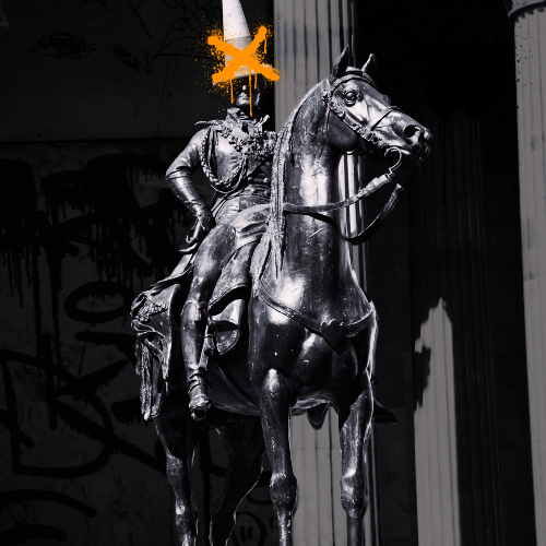 Duke of Wellington Statue with an orange decal